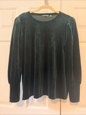Chico's Forest Green Velvet Long-Sleeve Tee